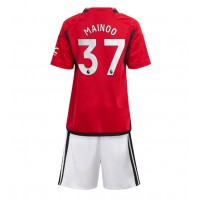 Camiseta Manchester United Kobbie Mainoo #37 Primera Equipación Replica 2023-24 para niños mangas cortas (+ Pantalones cortos)